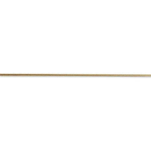 14K Solid Yellow Gold 0.90mm Classic Round Snake Bracelet Anklet Choker Necklace Pendant Chain