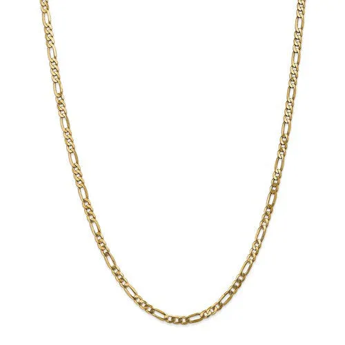 14K Yellow Gold 4mm Flat Figaro Bracelet Anklet Choker Necklace Pendant Chain