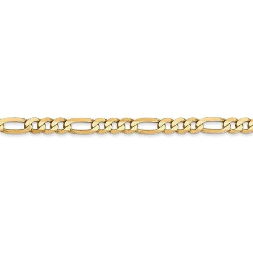 14K Yellow Gold 4mm Flat Figaro Bracelet Anklet Choker Necklace Pendant Chain