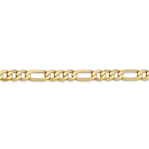 14K Yellow Gold 5.25mm Flat Figaro Bracelet Anklet Choker Necklace Pendant Chain
