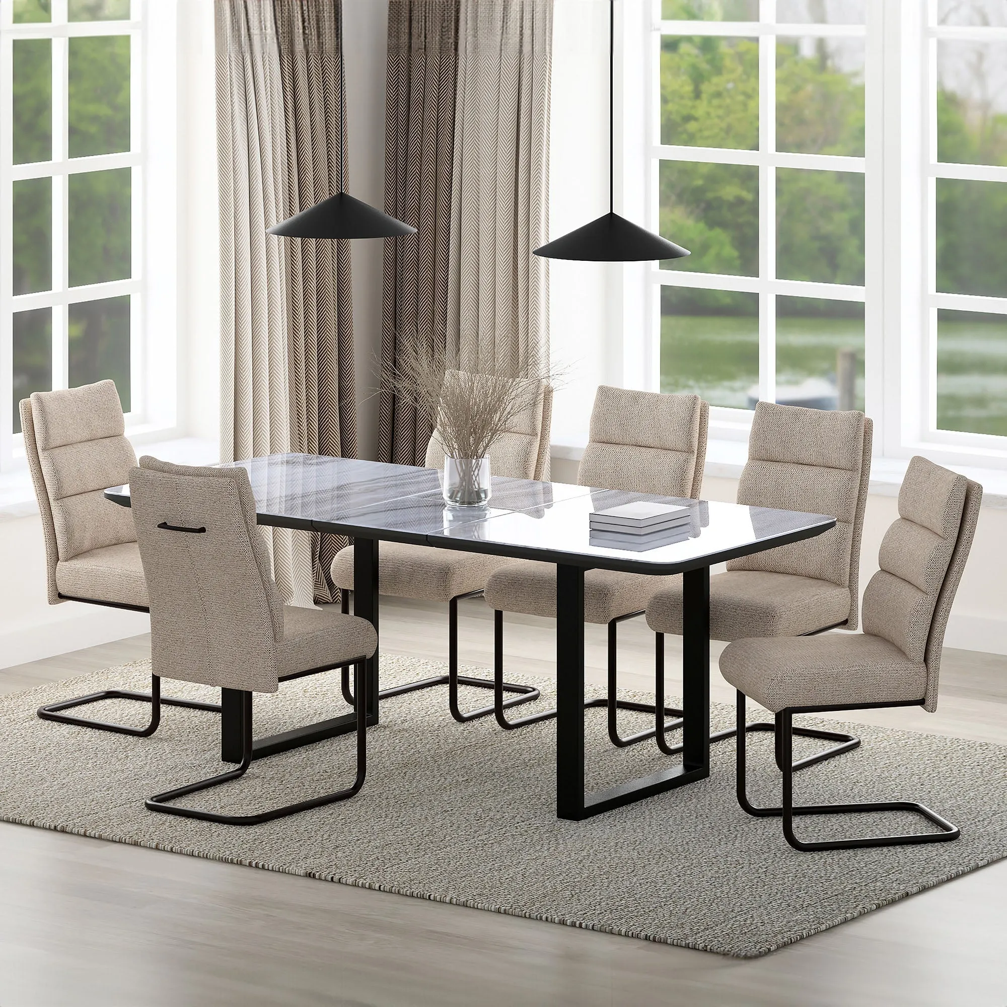 7 Piece Dining Room Set Gavin Beige