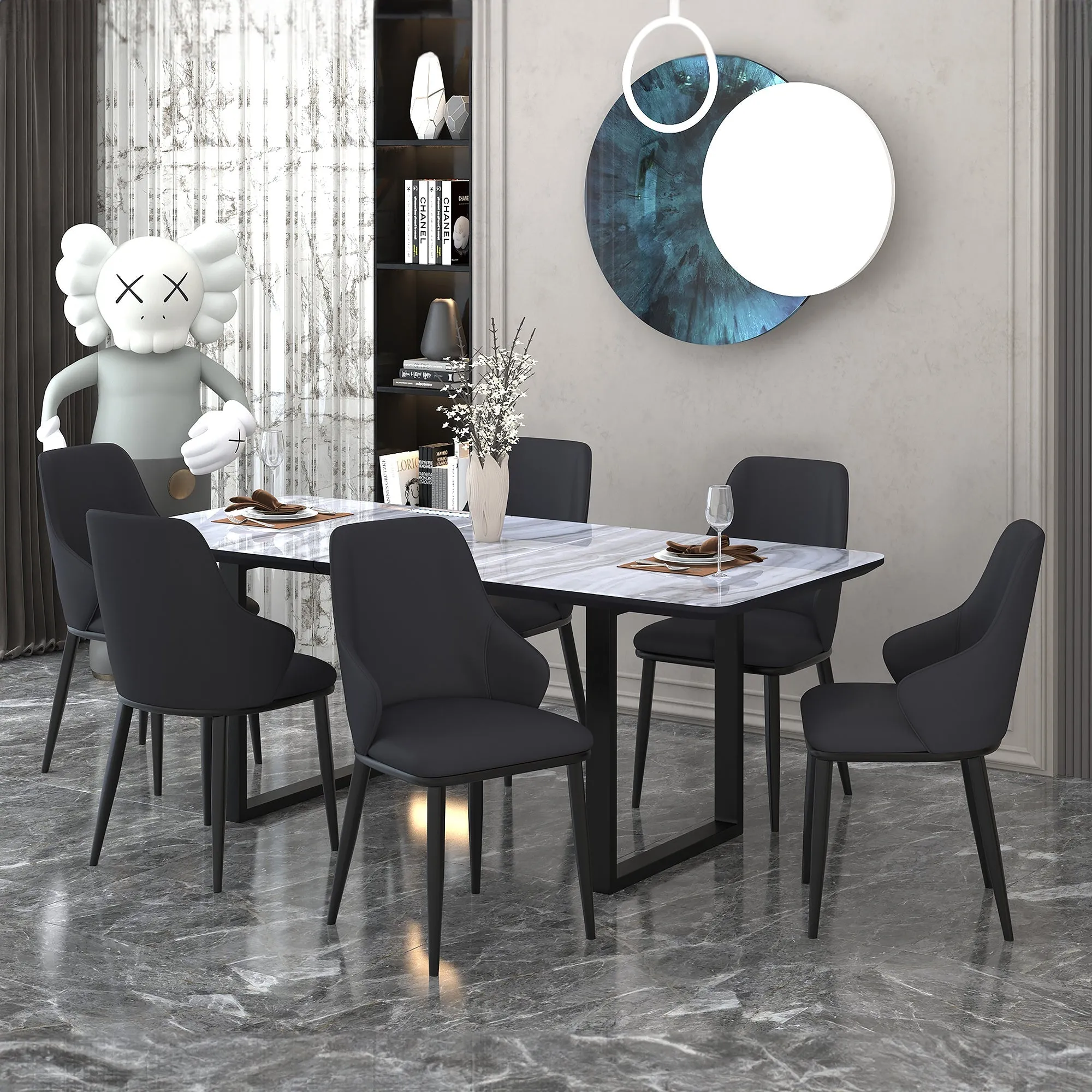 7 Piece Dining Room Set Gavin Black