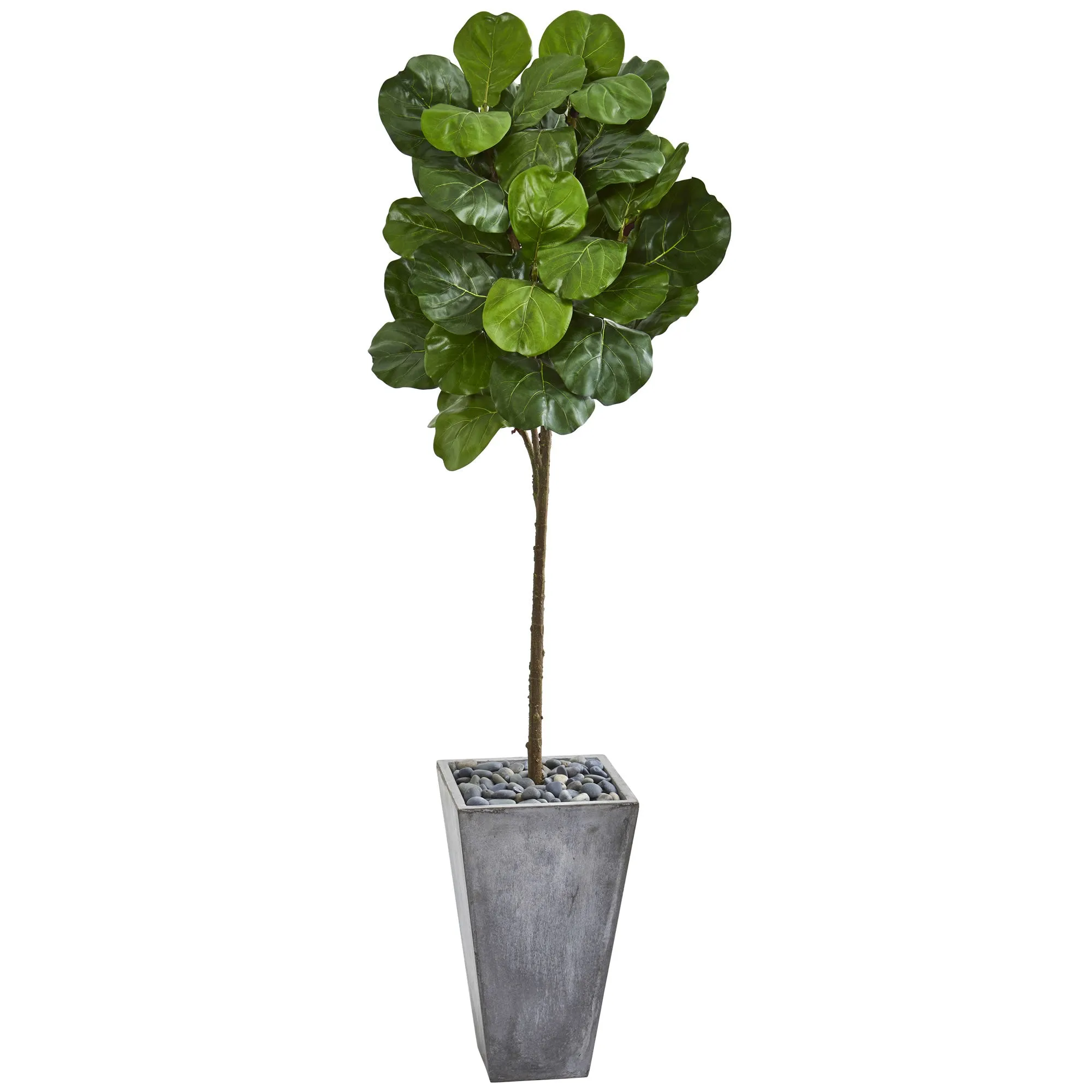 75" Artificial Fiddle Leaf Tree in Cement Planter - Low Maintenance, Life-Like & Vibrant Silk Trees For Busy People.