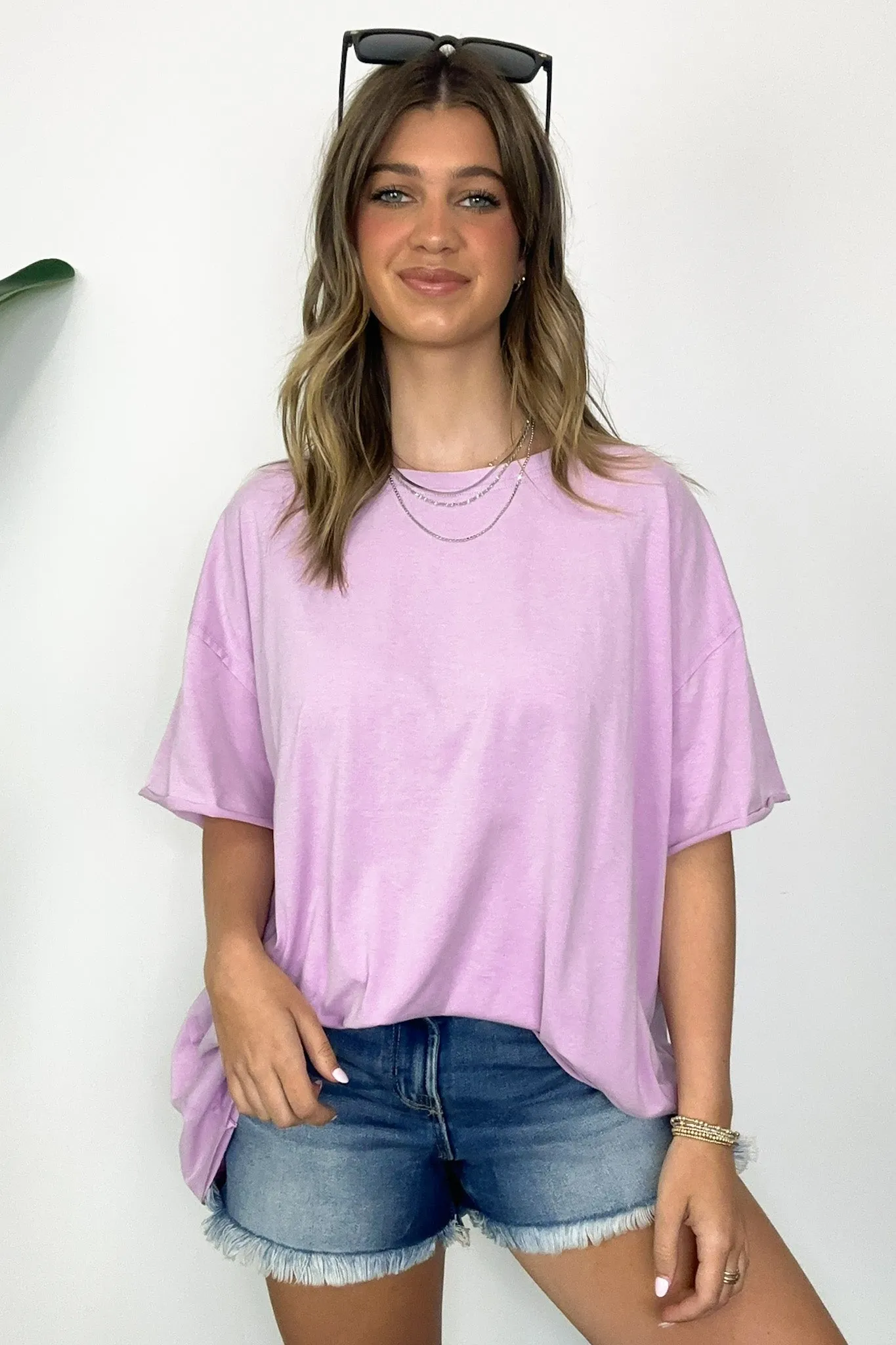 Aimie Raw Edge Jersey Short Sleeve Top