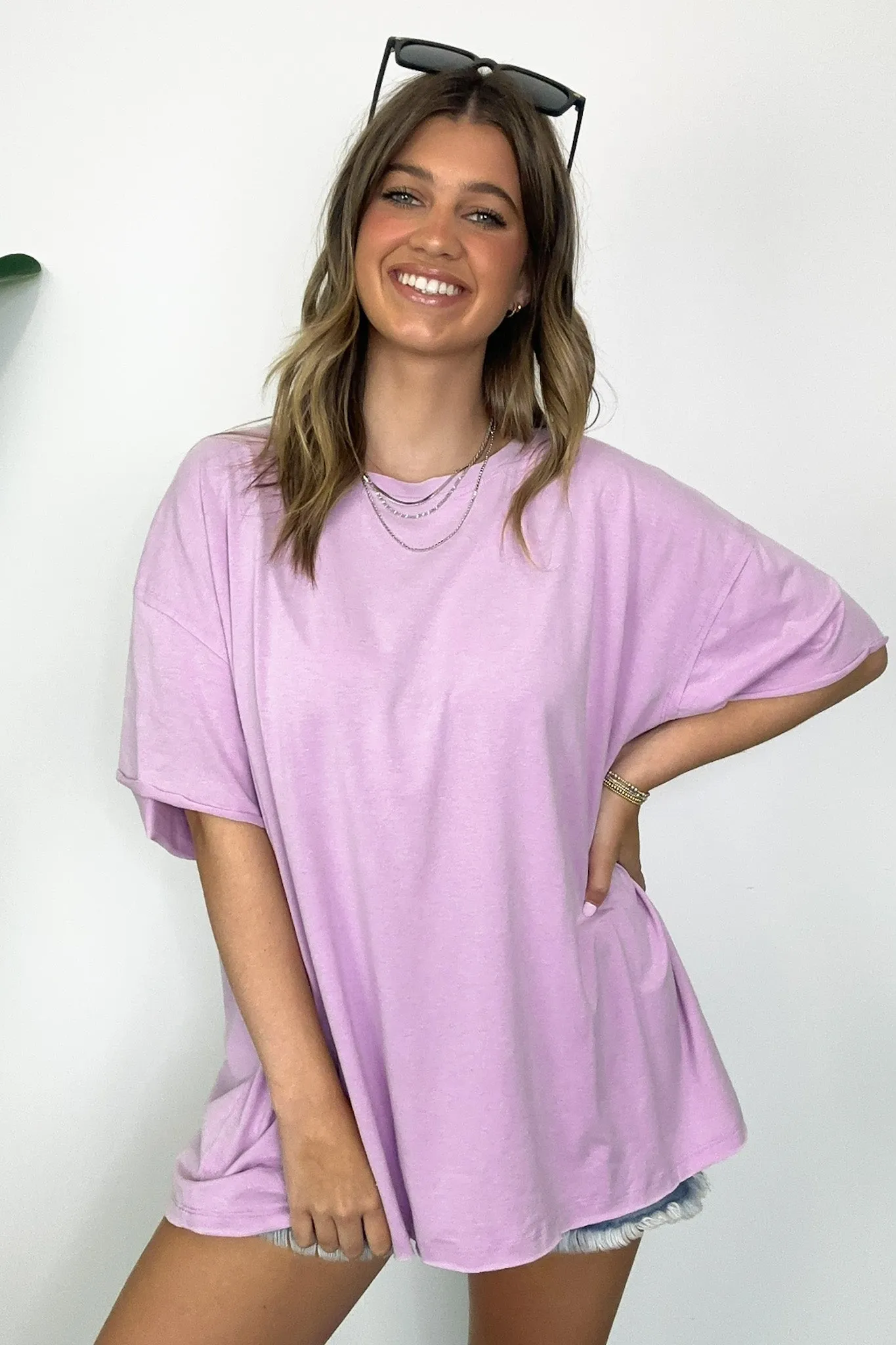 Aimie Raw Edge Jersey Short Sleeve Top