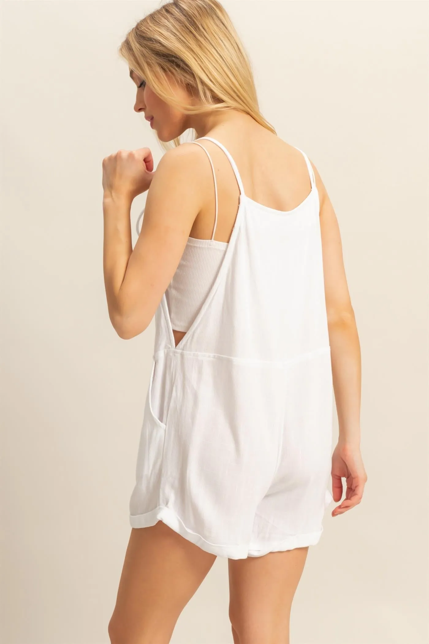 Allie Romper Overall in White