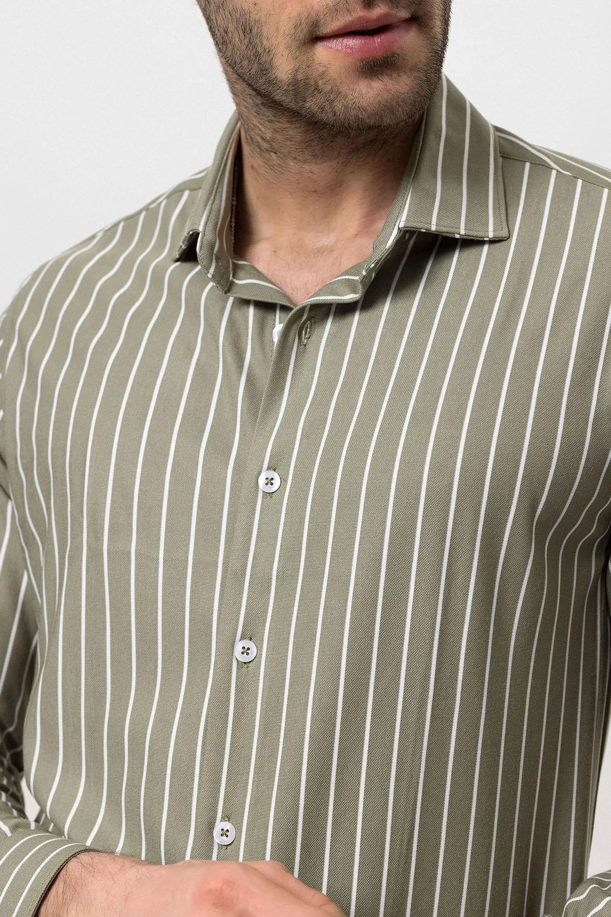 ANT Slim Fit Striped Long Sleeve Men's Shirt - Rowlett