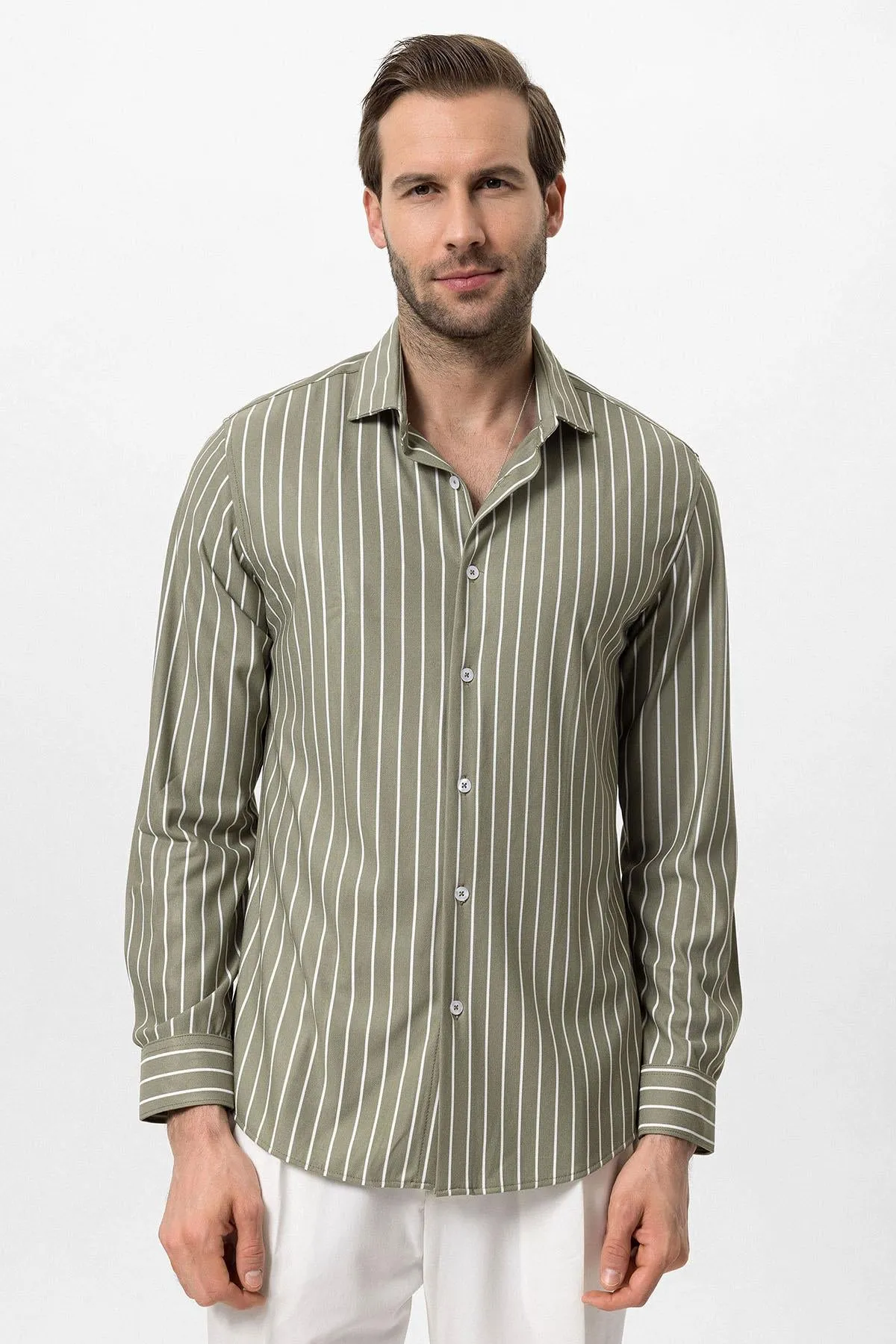 ANT Slim Fit Striped Long Sleeve Men's Shirt - Rowlett
