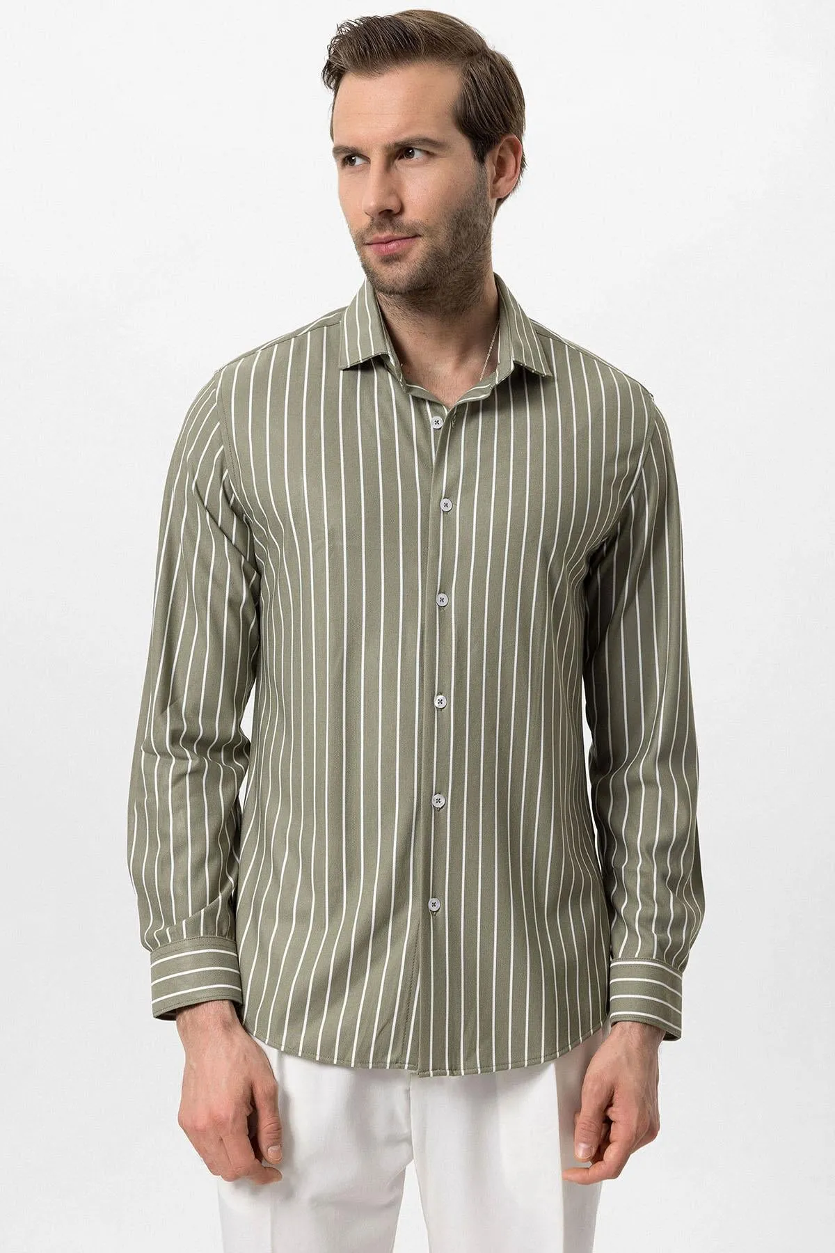 ANT Slim Fit Striped Long Sleeve Men's Shirt - Rowlett