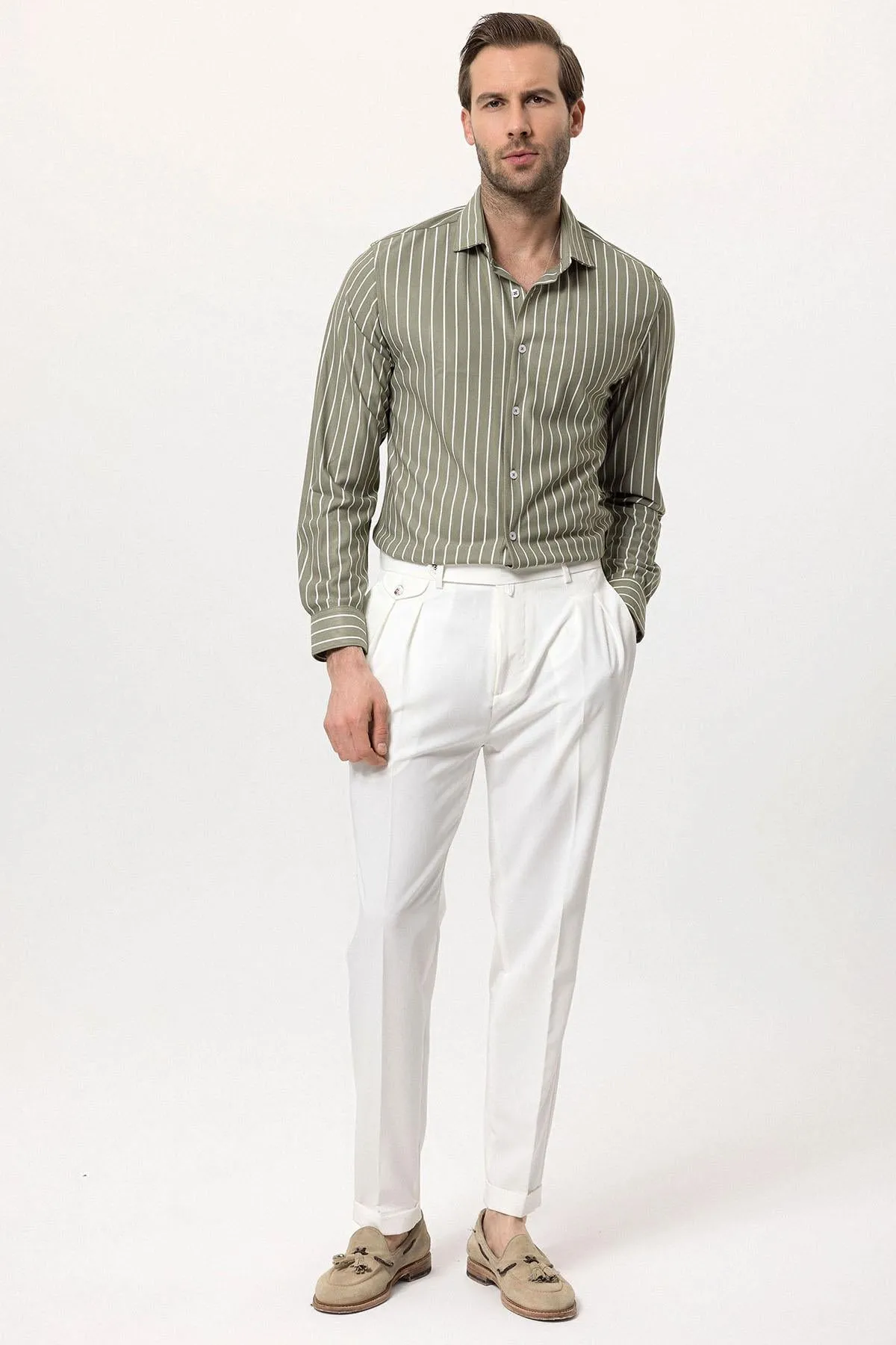 ANT Slim Fit Striped Long Sleeve Men's Shirt - Rowlett