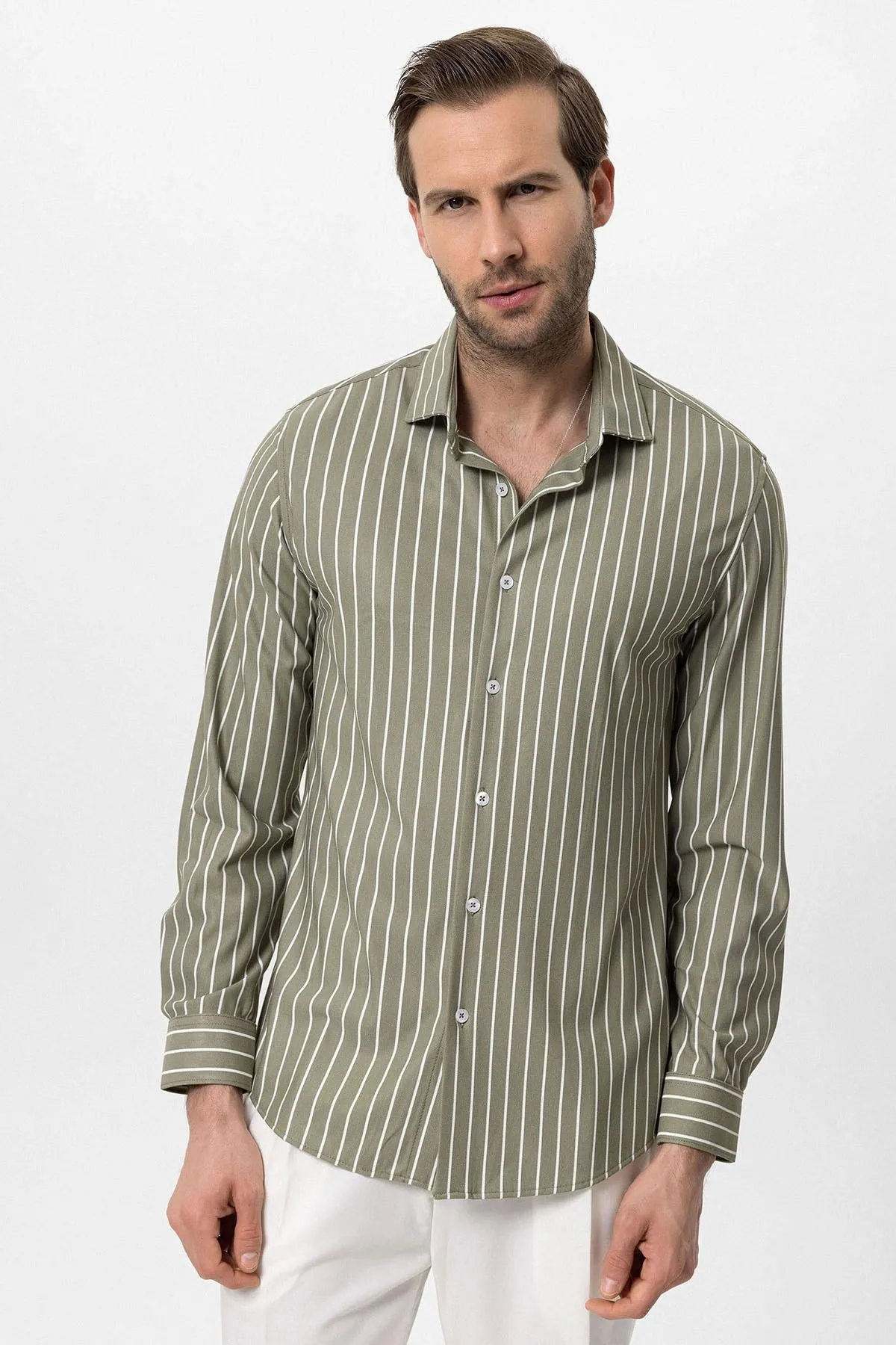 ANT Slim Fit Striped Long Sleeve Men's Shirt - Rowlett