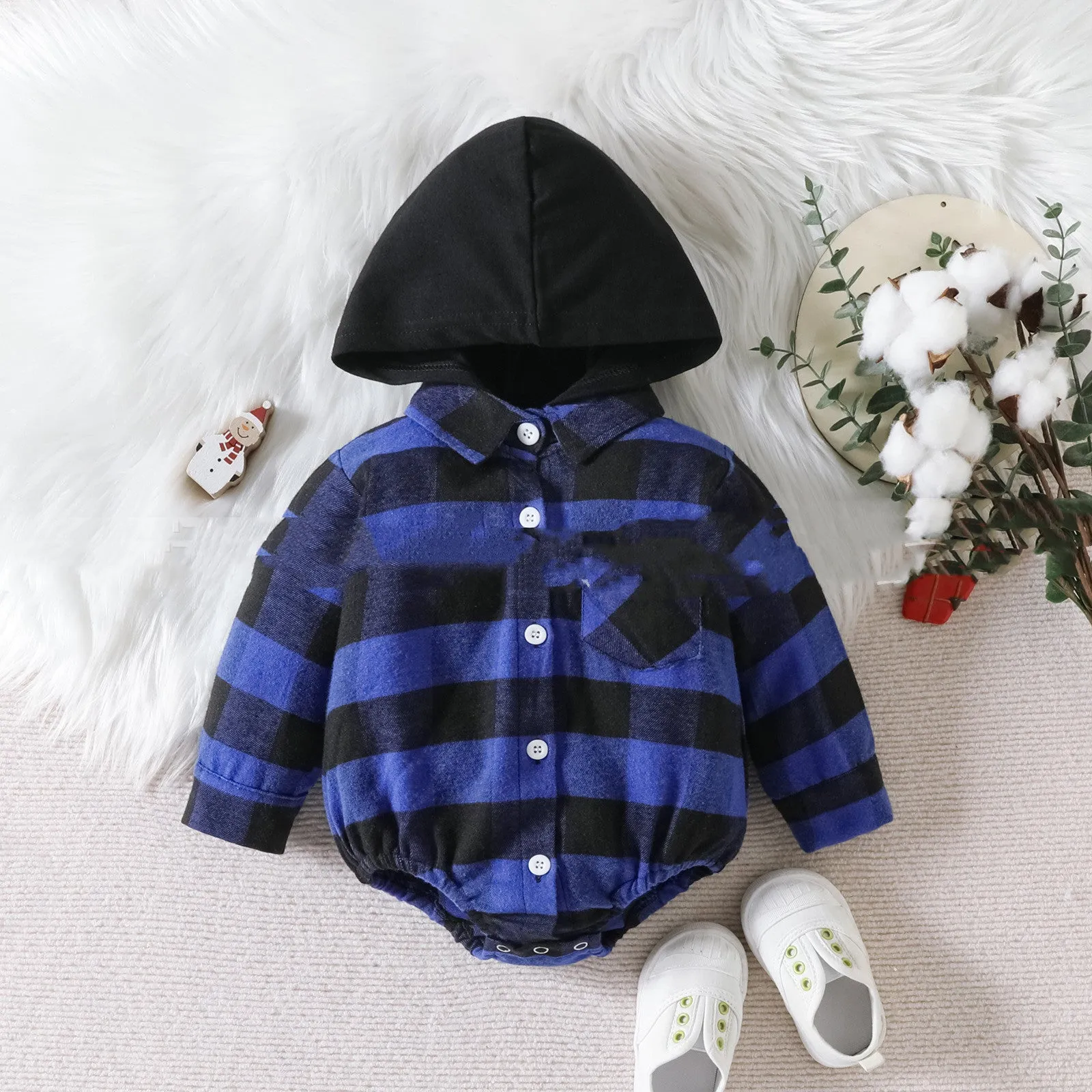 Baby Plaid Hooded Jumpsuit | Cotton Baby Clothing for All Seasons