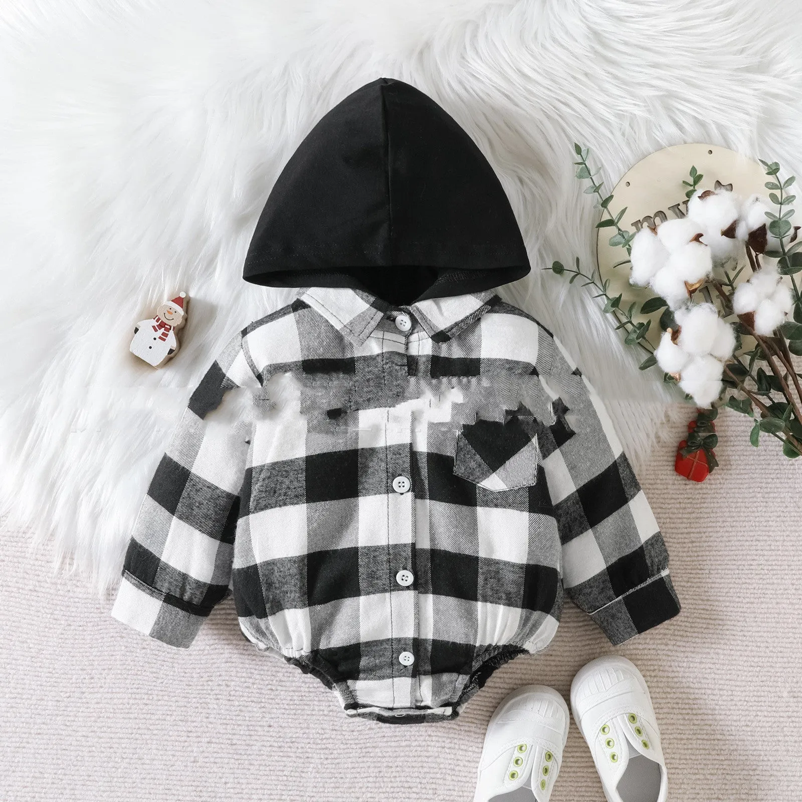 Baby Plaid Hooded Jumpsuit | Cotton Baby Clothing for All Seasons