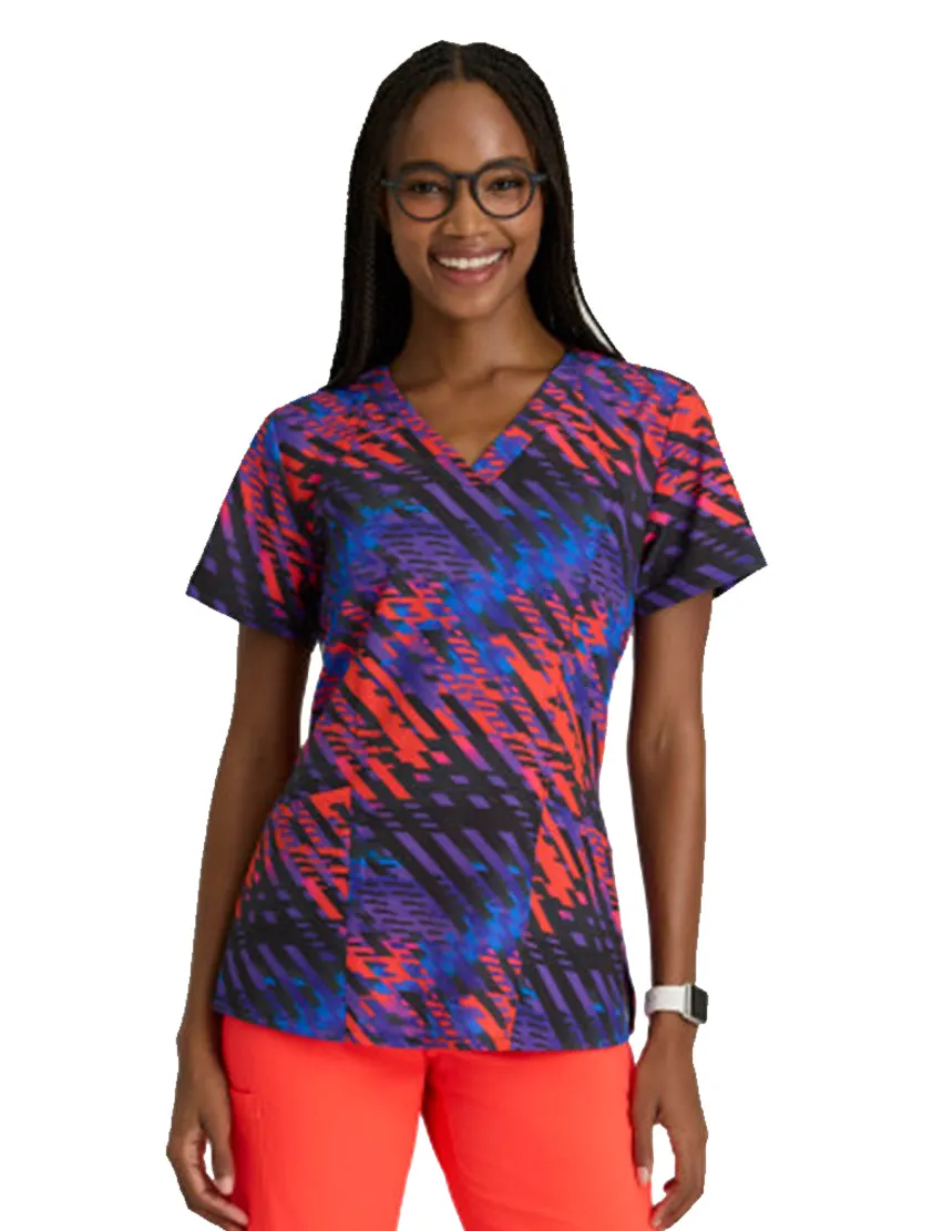 Barco One™ by Barco Thrive 4-Pocket V-Neck Print Scrub Top