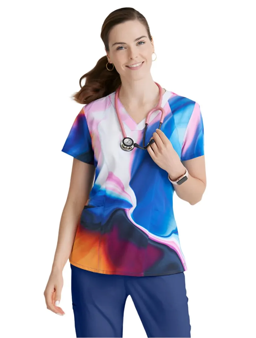 Barco One™ by Barco Thrive 4-Pocket V-Neck Print Scrub Top