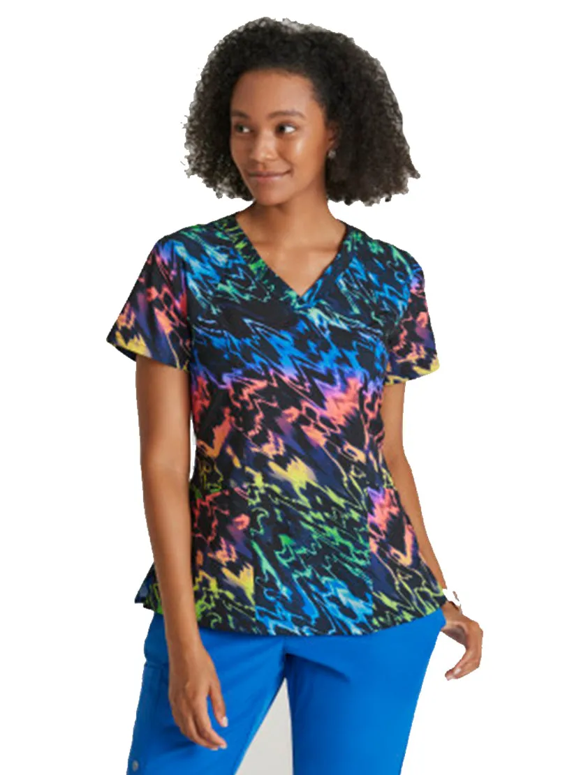 Barco One™ by Barco Thrive 4-Pocket V-Neck Print Scrub Top