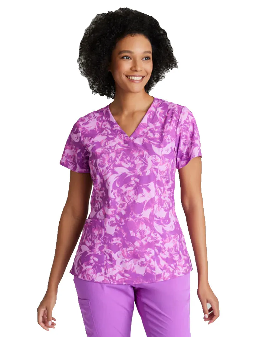 Barco One™ by Barco Thrive 4-Pocket V-Neck Print Scrub Top