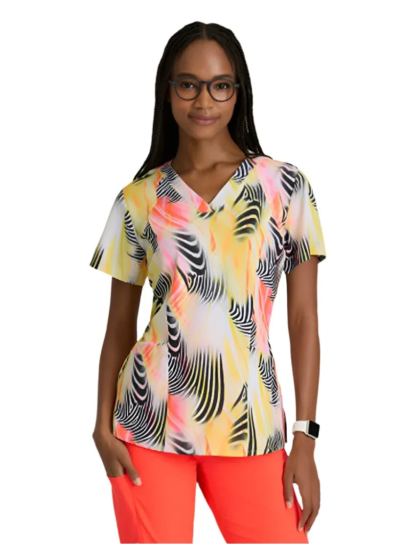 Barco One™ by Barco Thrive 4-Pocket V-Neck Print Scrub Top