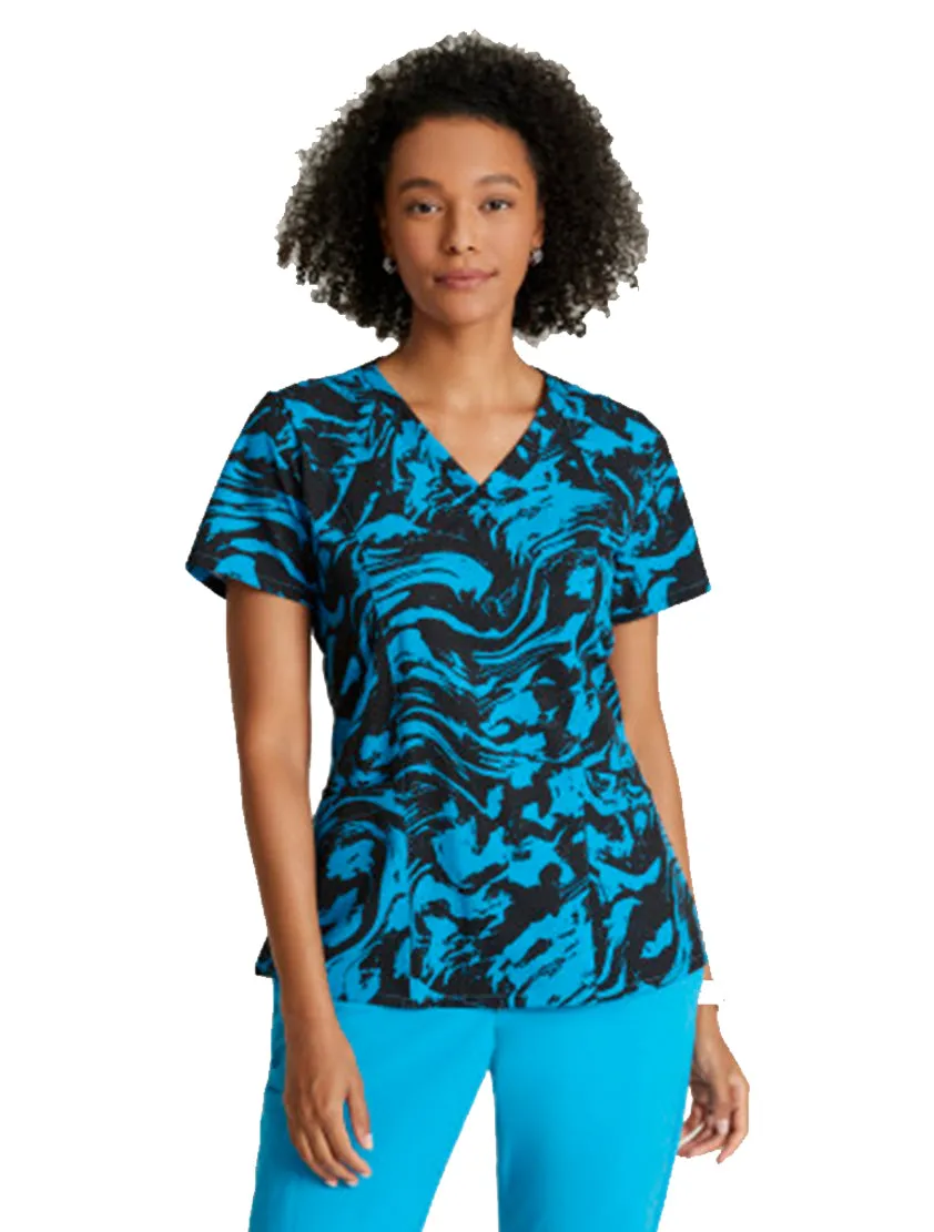 Barco One™ by Barco Thrive 4-Pocket V-Neck Print Scrub Top