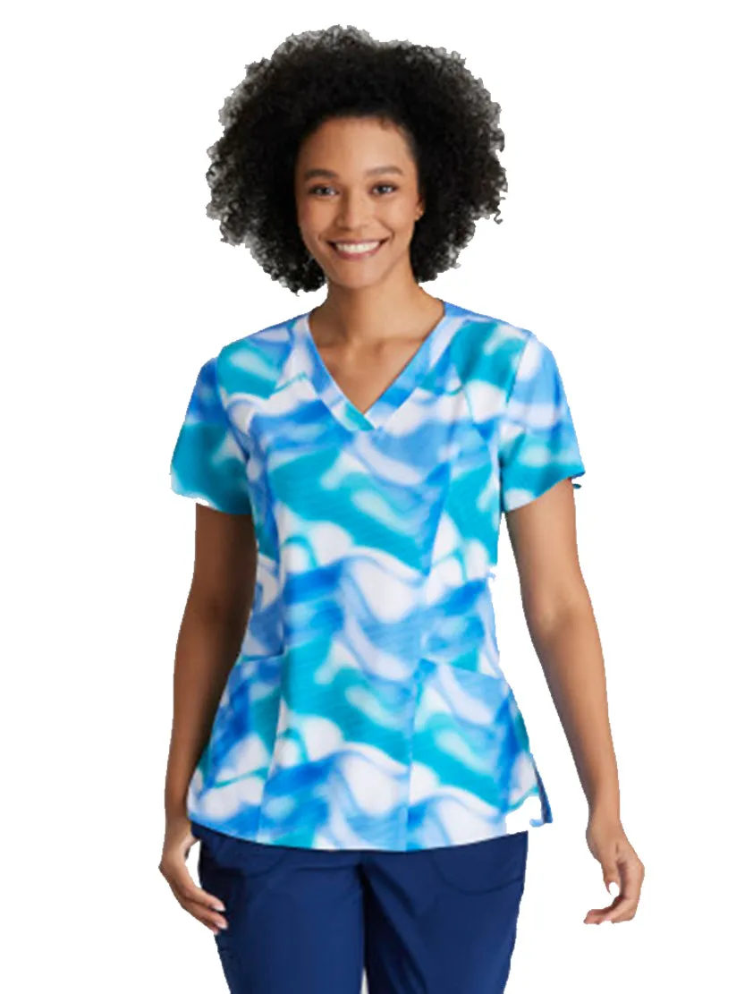 Barco One™ by Barco Thrive 4-Pocket V-Neck Print Scrub Top