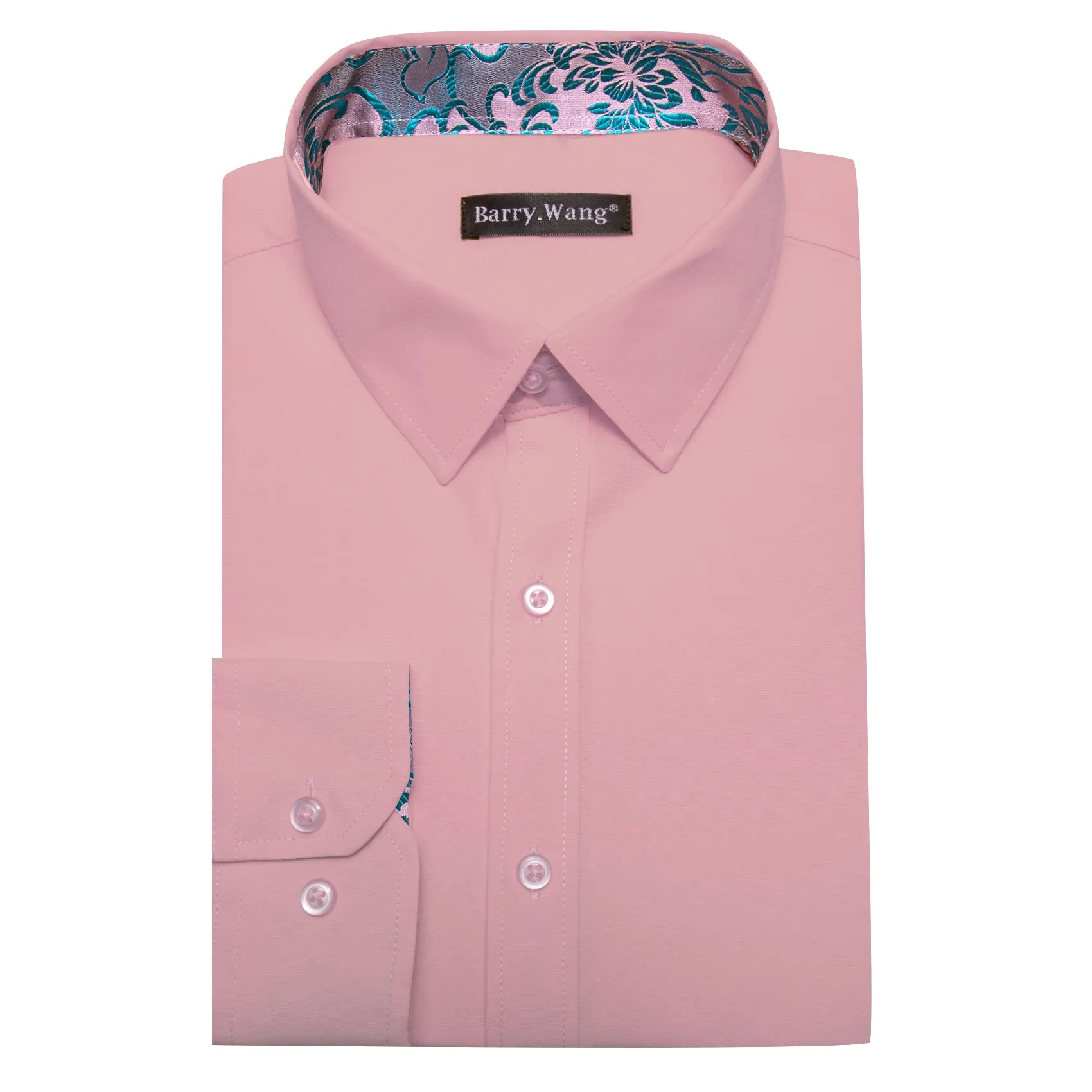Barry.wang Formal Pink Blue Splicing Men's Business Shirt