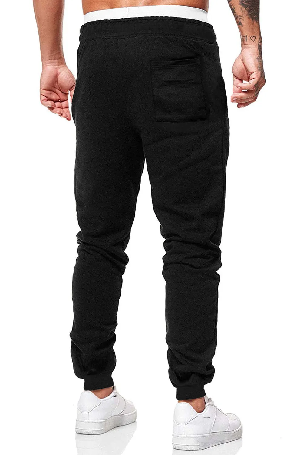 Black Clover Print Pocket Drawstring Waist Men's Sweatpants