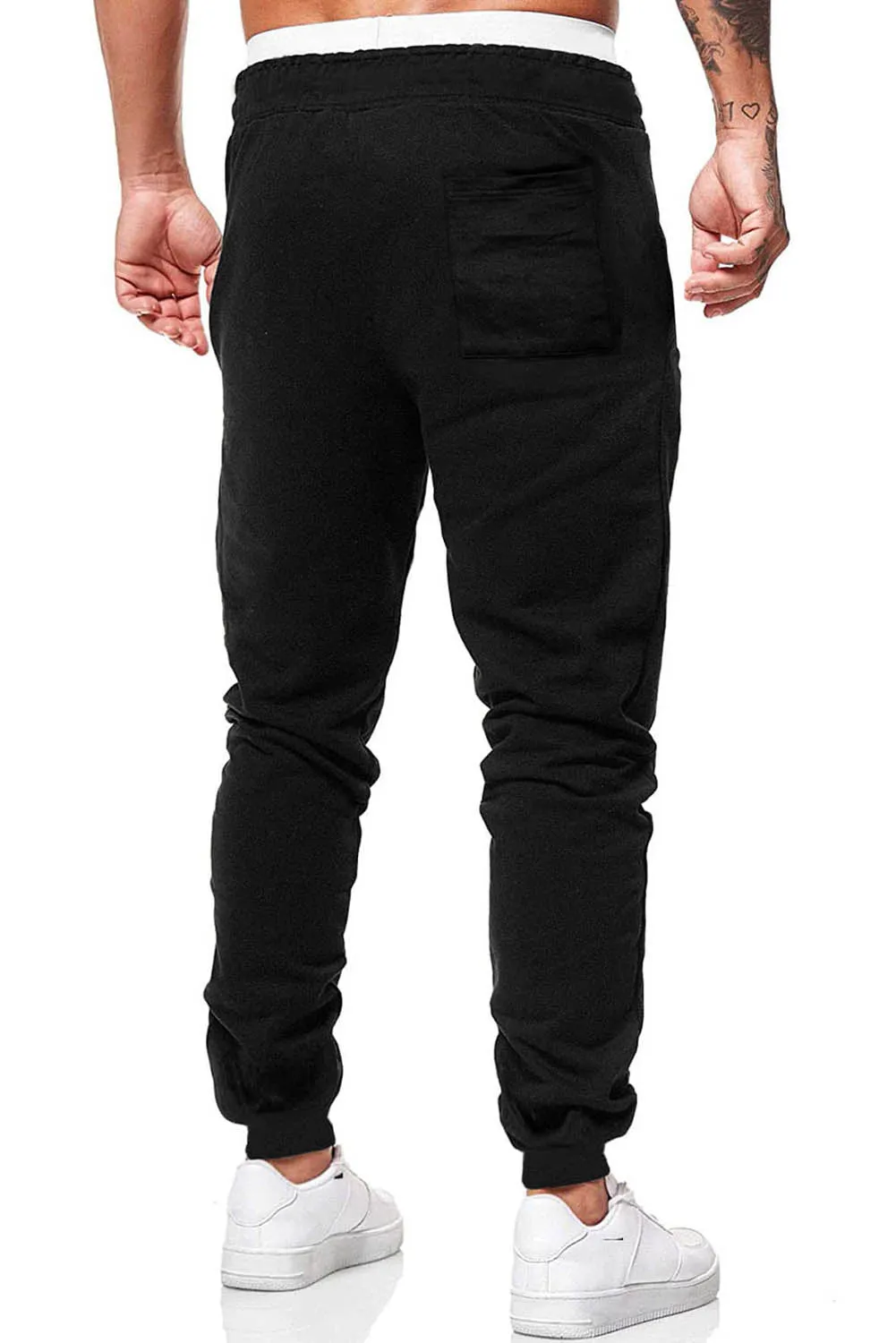 Black Clover Print Pocket Drawstring Waist Men's Sweatpants