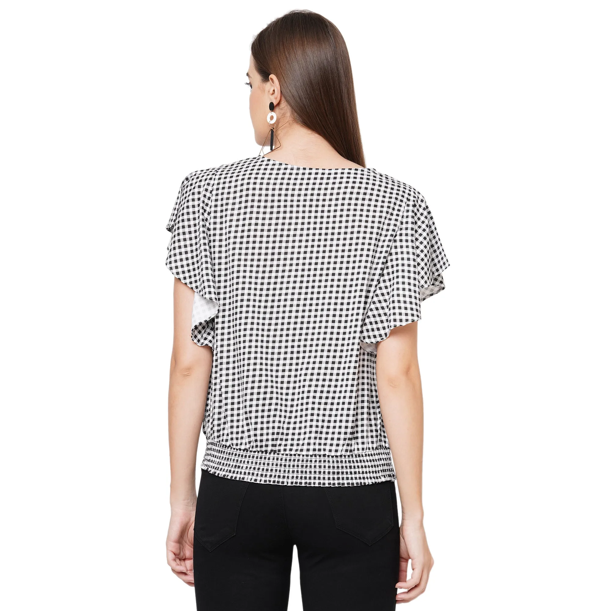 Black Printed Short Sleeves Top
