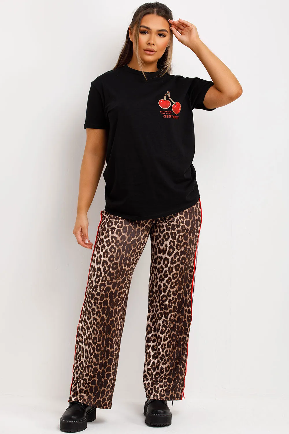 Black T Shirt With Cherry Print