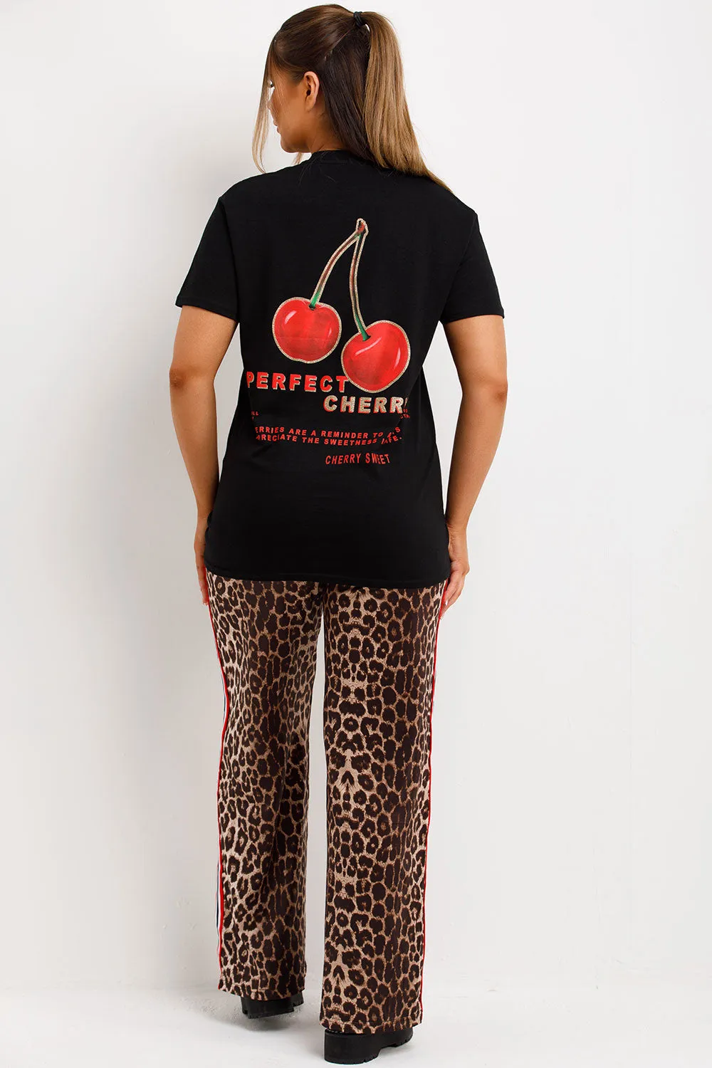 Black T Shirt With Cherry Print