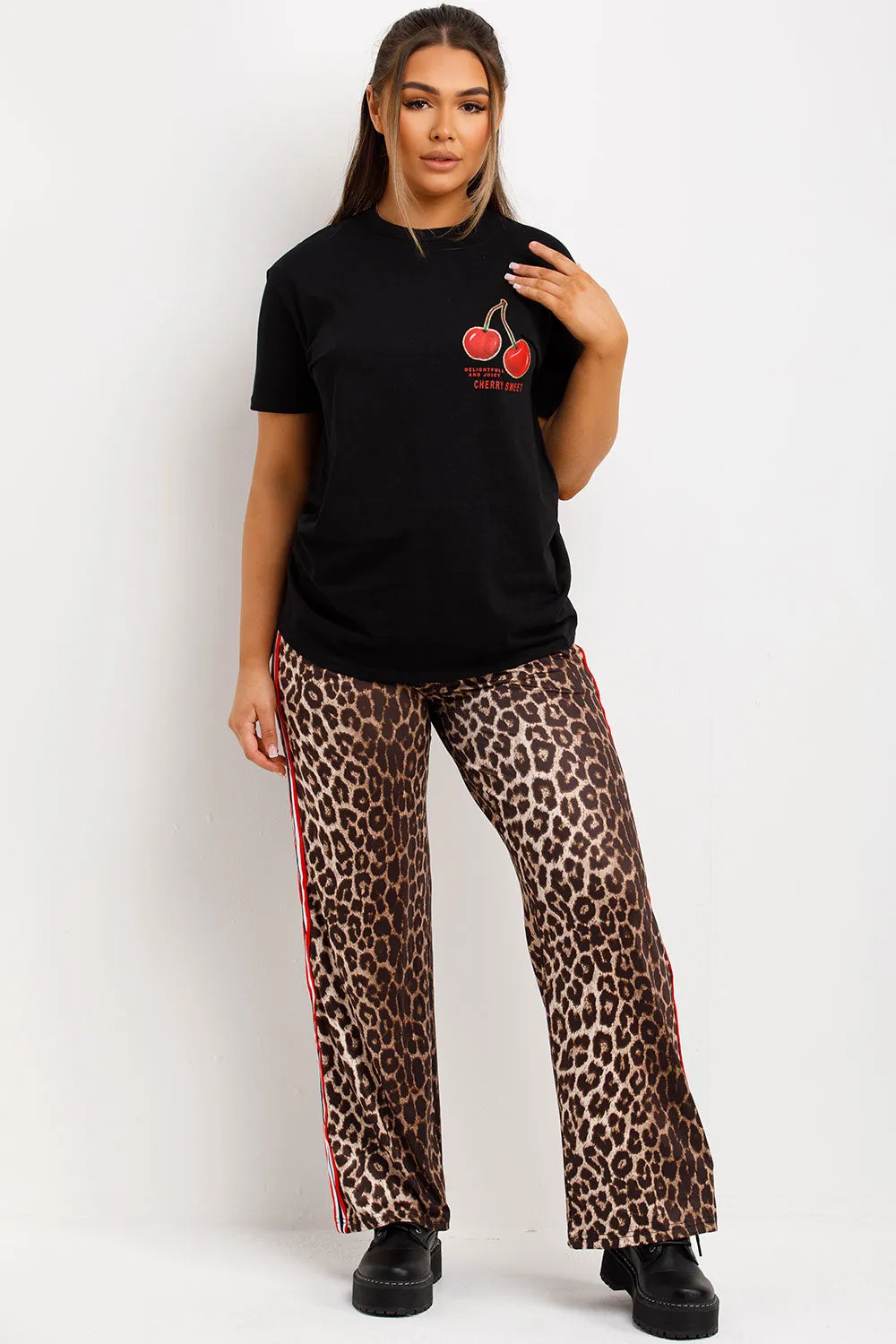 Black T Shirt With Cherry Print