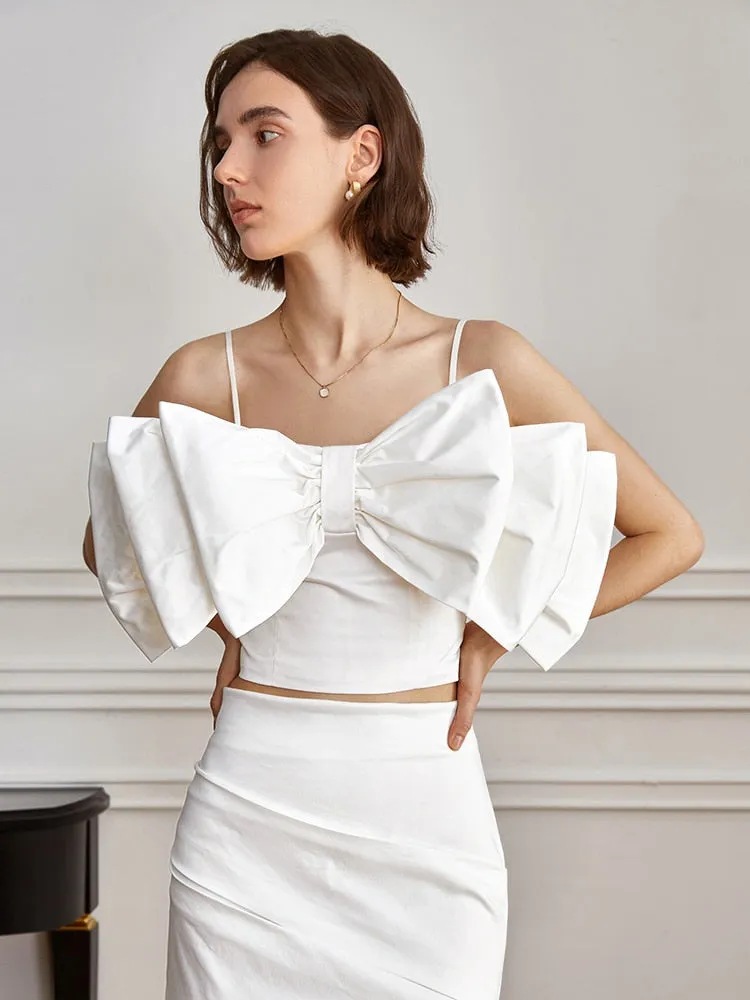 Bow Square Collar Camisole Sweet Top