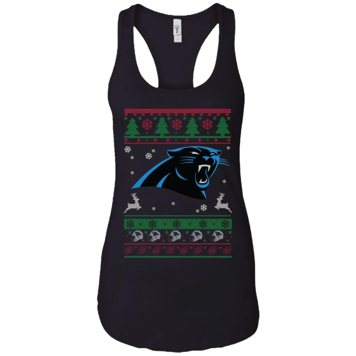 Carolina Panthers Logo Football Teams Ugly Christmas Sweater Women Tank