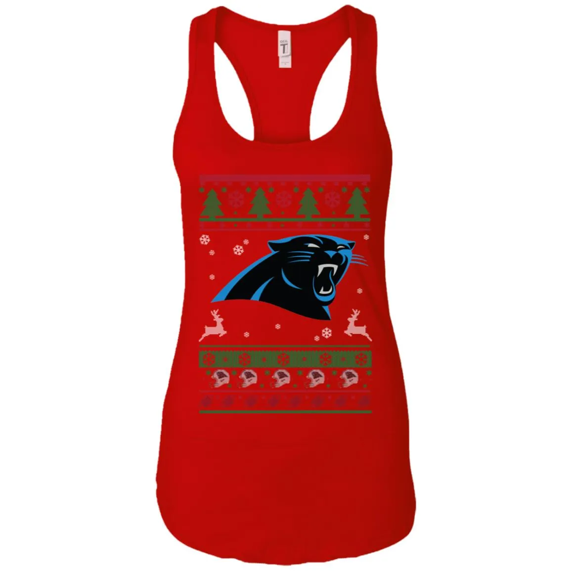 Carolina Panthers Logo Football Teams Ugly Christmas Sweater Women Tank