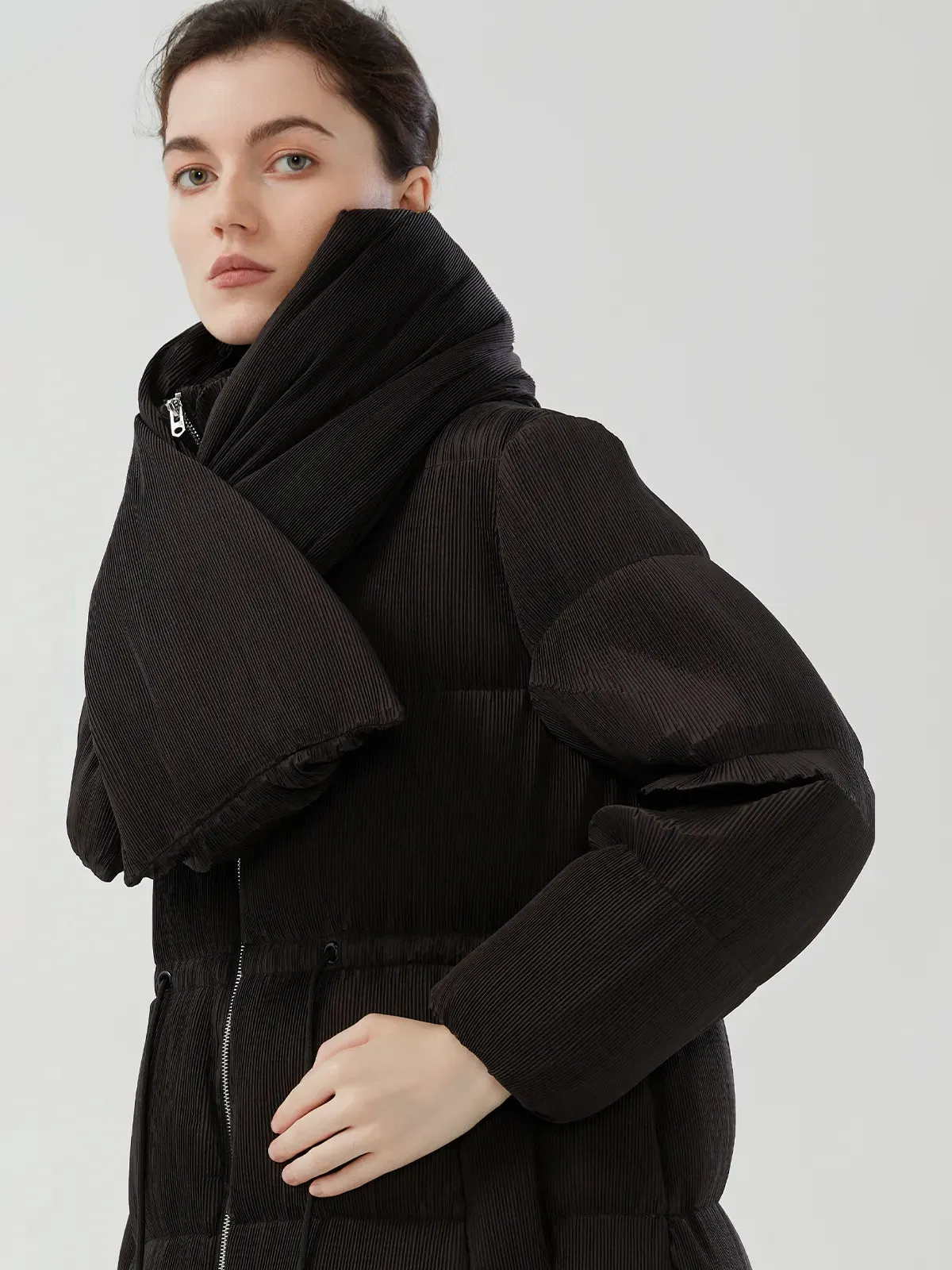 Classic Drawstring Waist Goose Down Coat