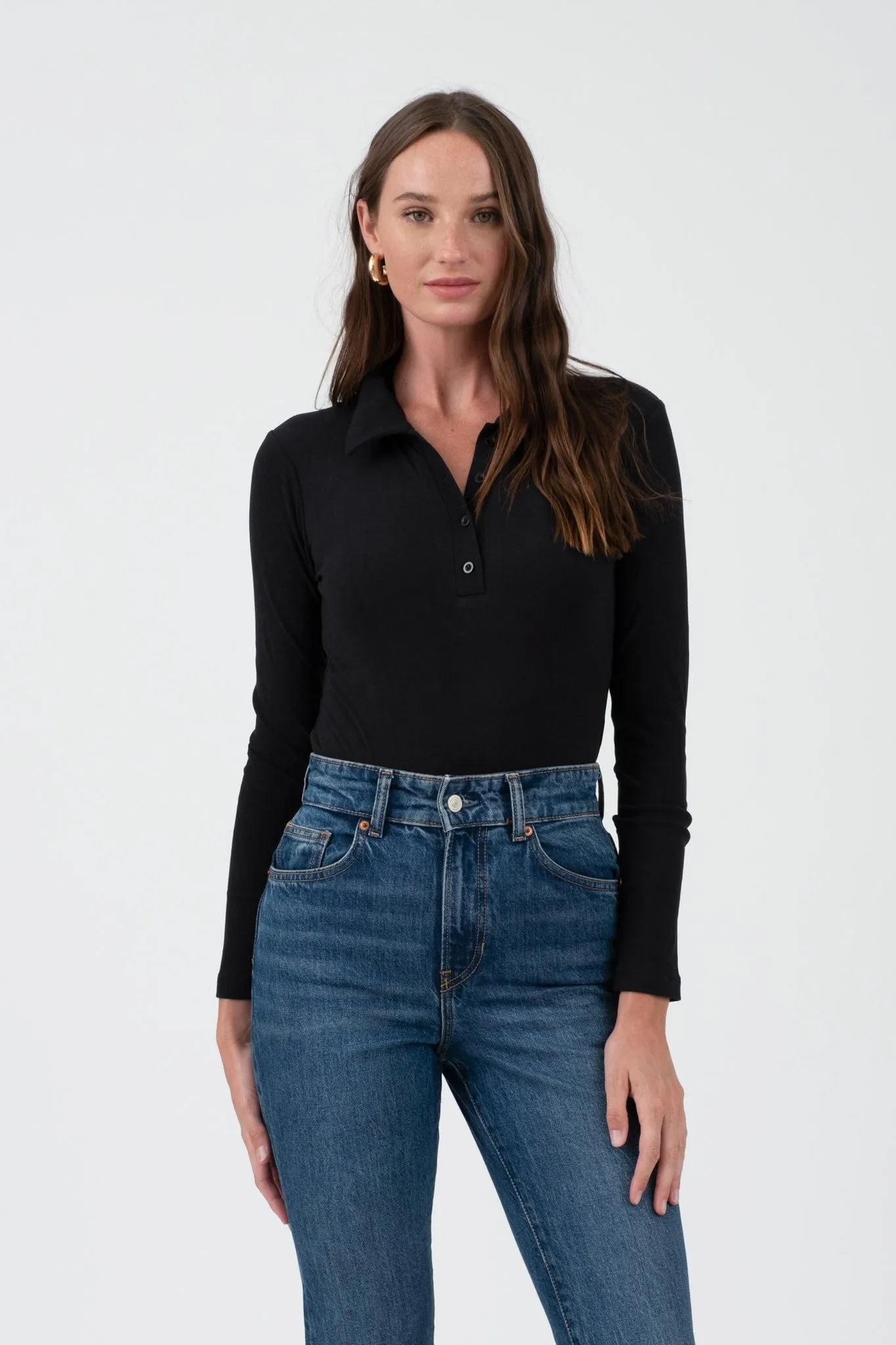 collared long sleeve bodysuit