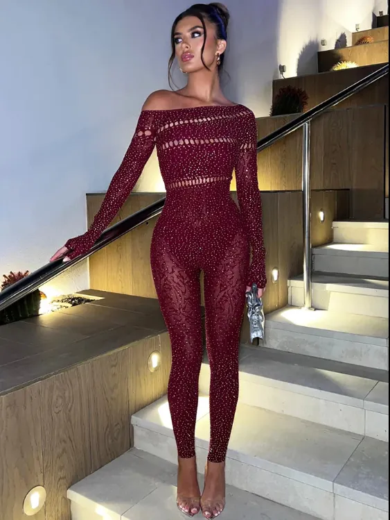 Cut Out Detail Lace One Shoulder Catsuit