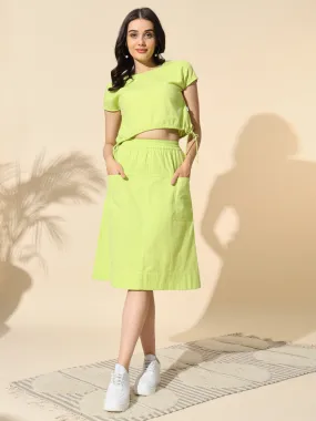 Cyber Lime Crop Top and Skirt- #CRD030