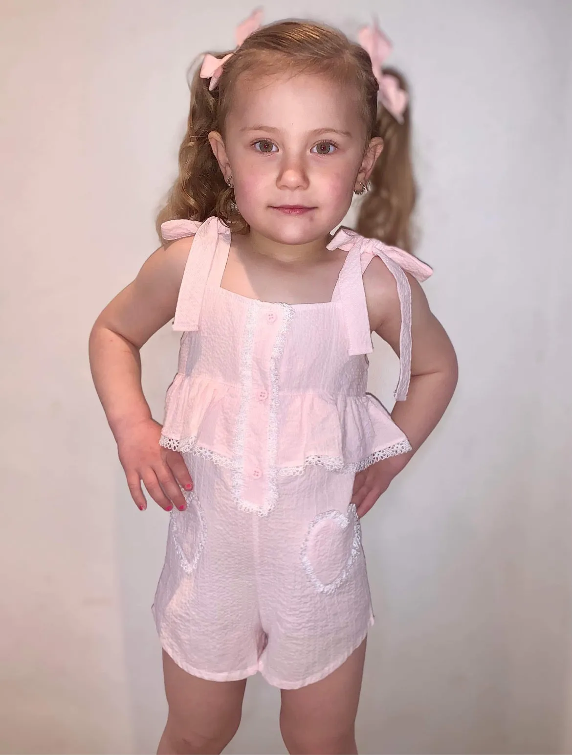 Deolinda Girls Heart Jumpsuit - Pink
