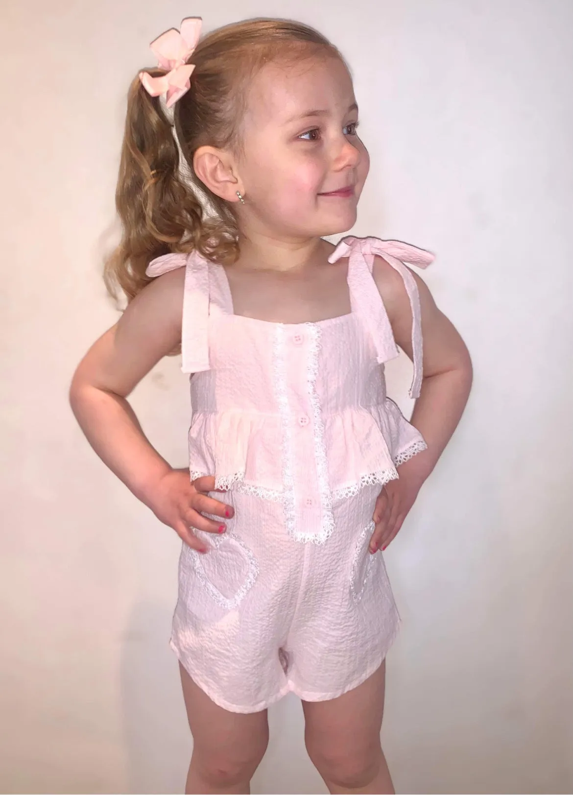Deolinda Girls Heart Jumpsuit - Pink