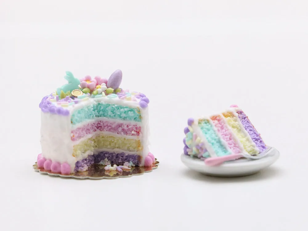 Easter Layer Cake in Pastel Colours - Miniature Food