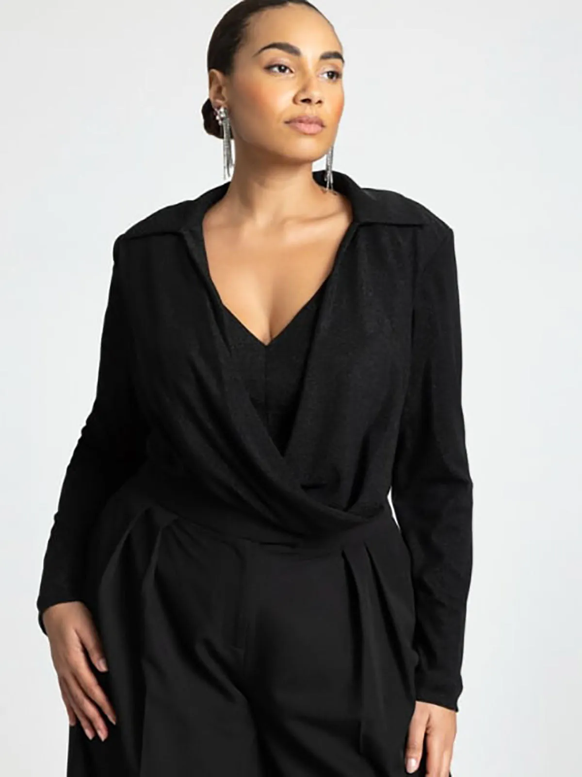eloquii Size 30/32 Black Glitter Bodysuit