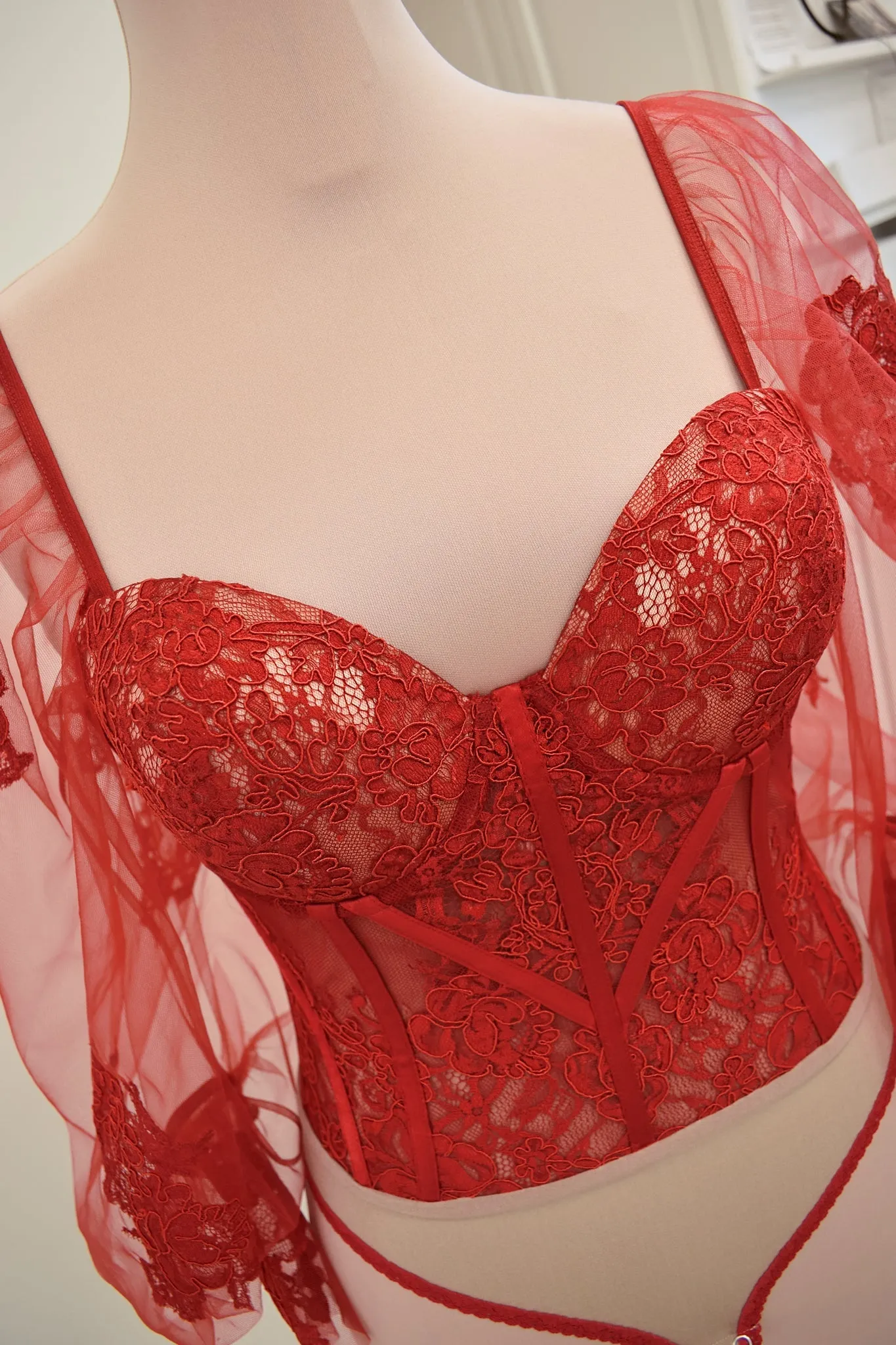 Enya Red Lace Handmade Bodysuit