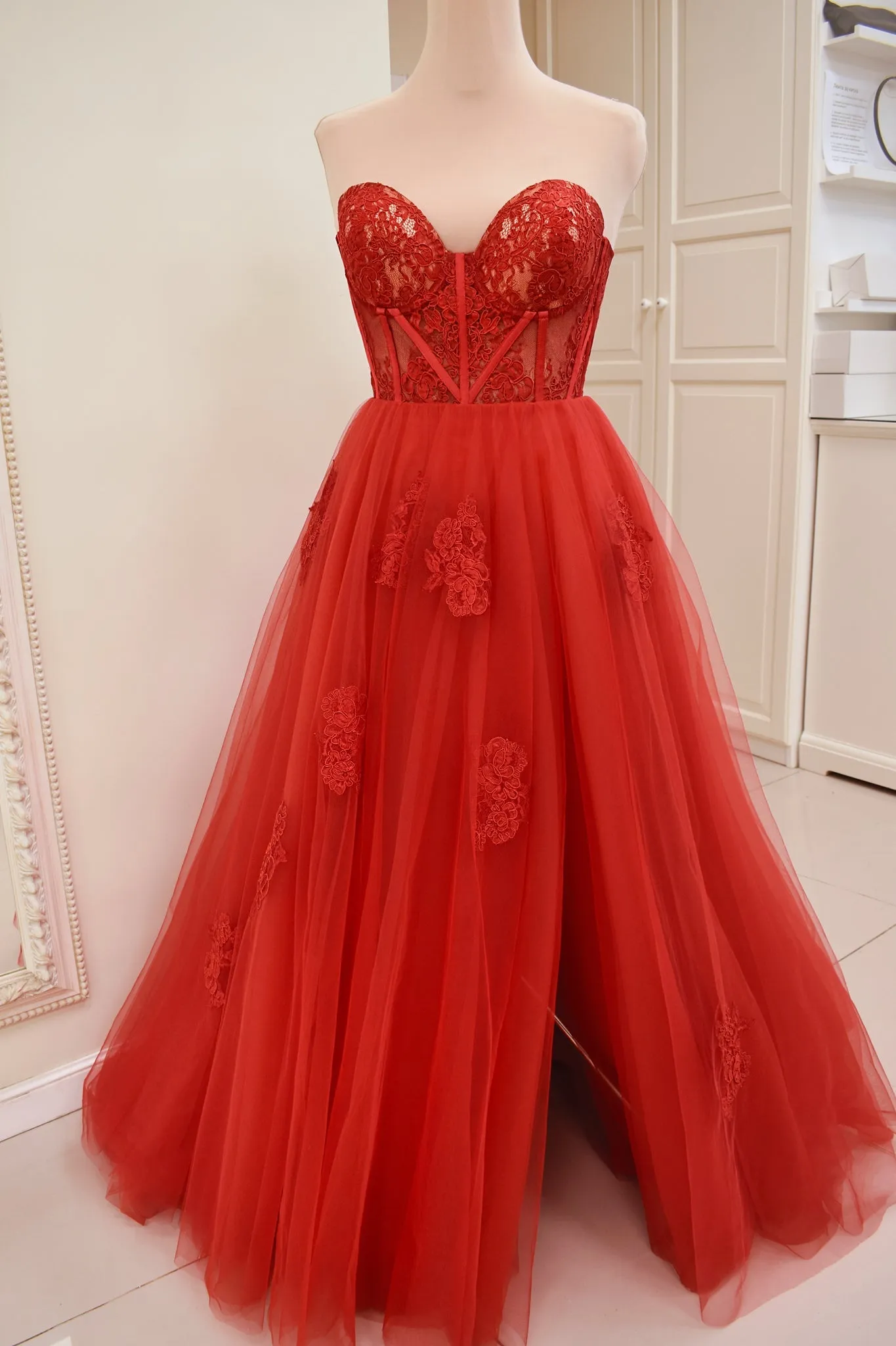 Enya Red Lace Handmade Bodysuit