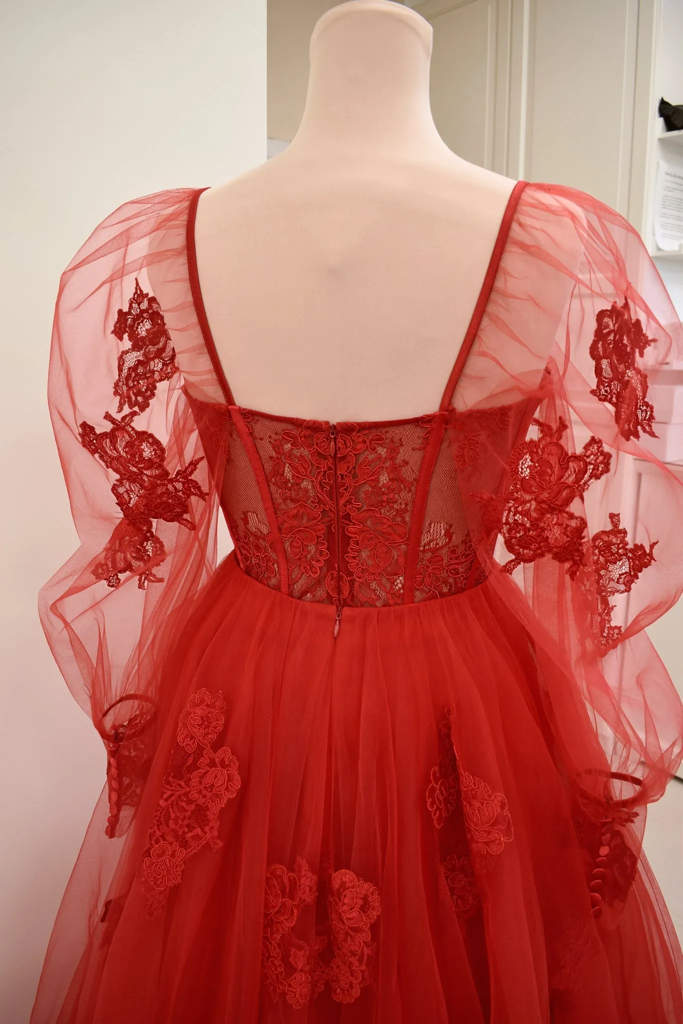 Enya Red Lace Handmade Bodysuit