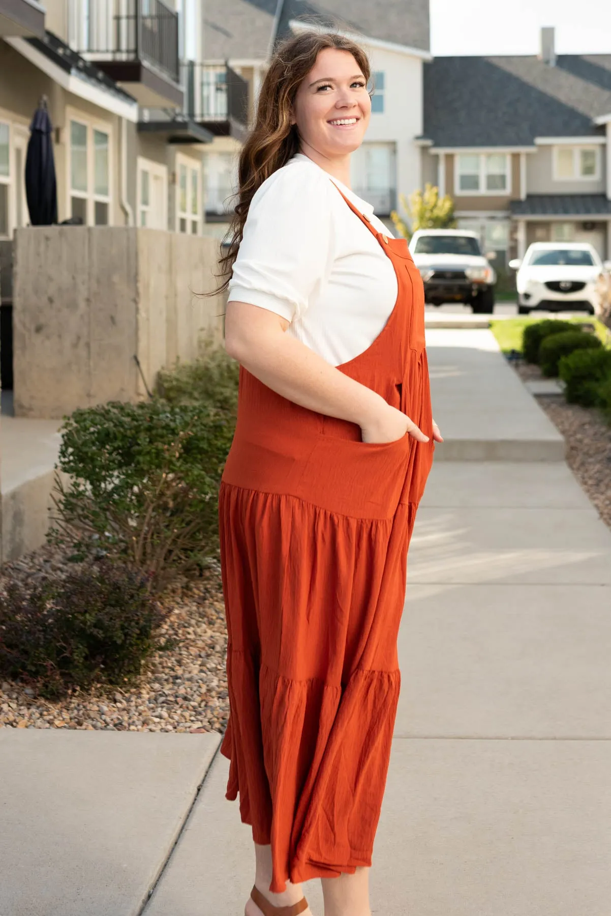 Everlee Rust Overall Dress