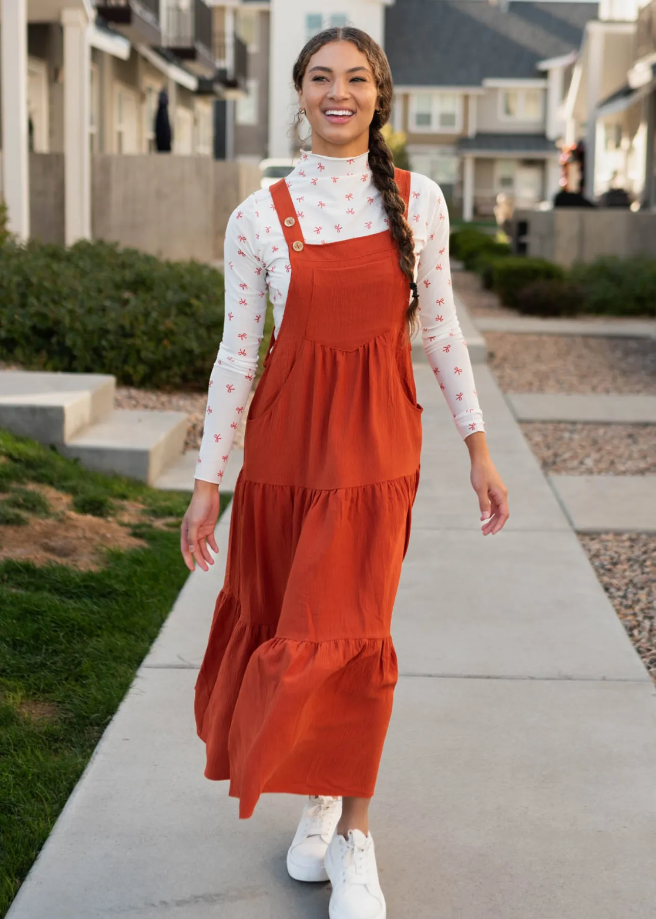 Everlee Rust Overall Dress