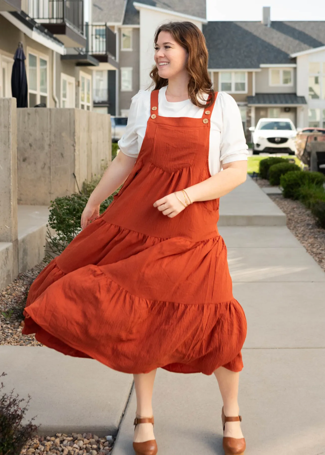 Everlee Rust Overall Dress