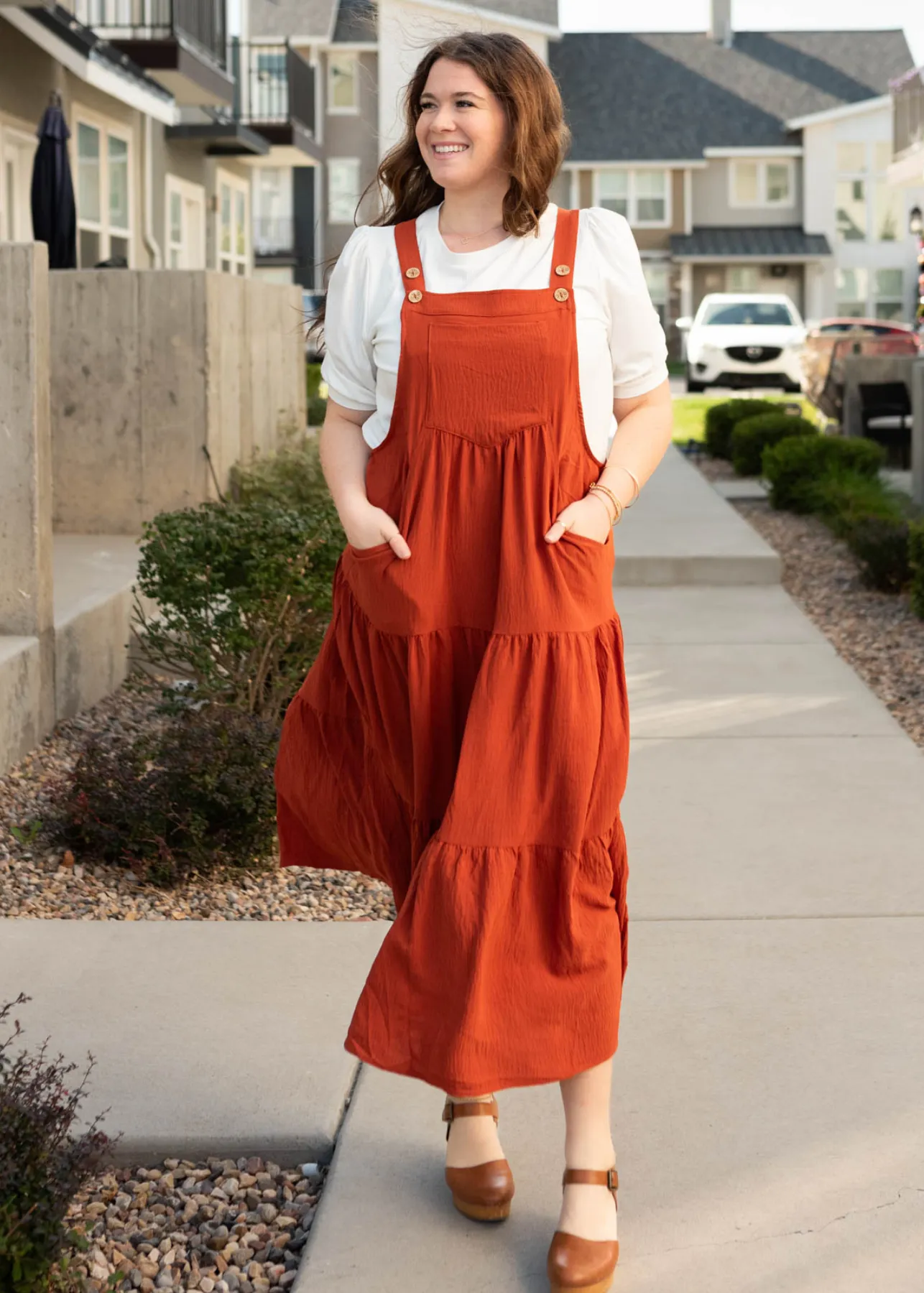 Everlee Rust Overall Dress
