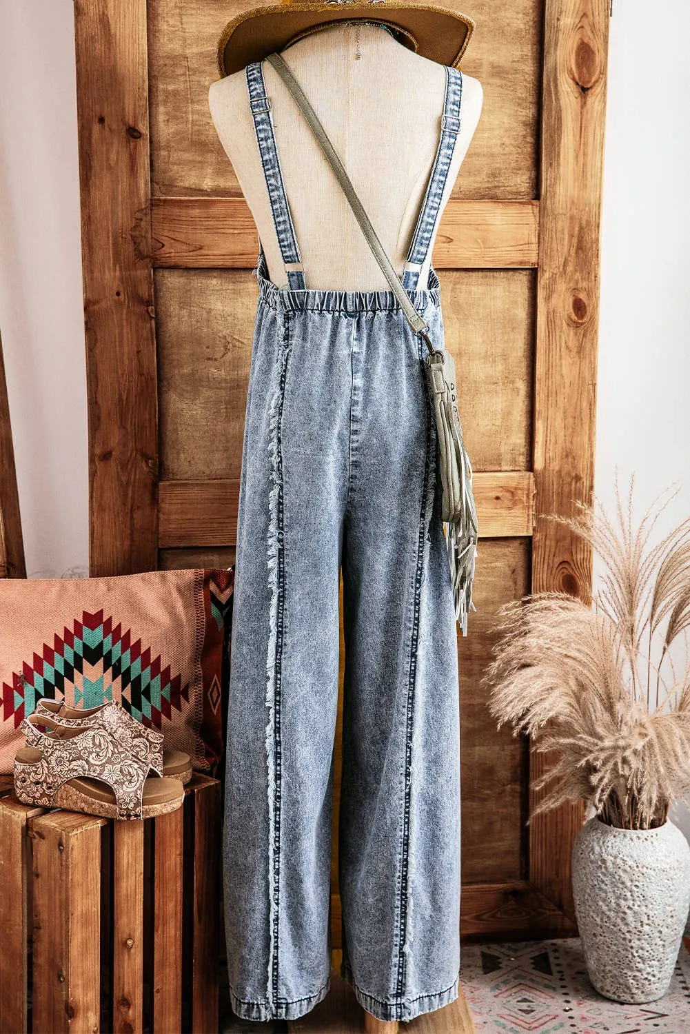 Fall Frayed Denim Overall